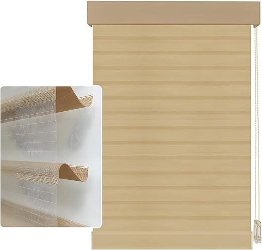 59in H Coffee Light Filtering Dual Layer Blinds Shades for Windows