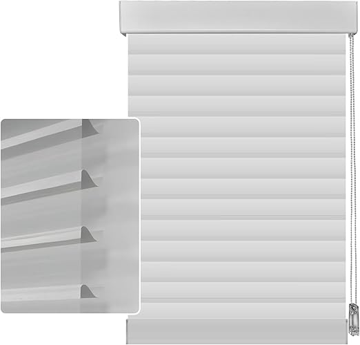59in H Grey Light Filtering Dual Layer Blinds Shades for Windows