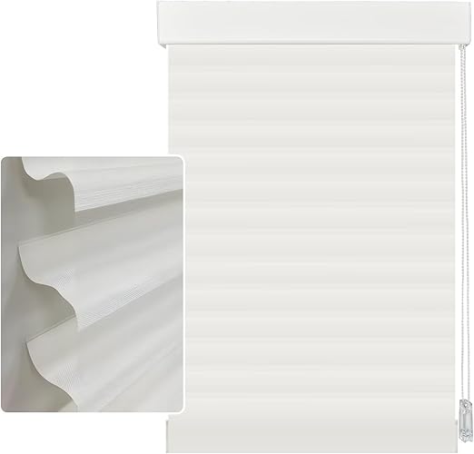 59in H Off White Light Filtering Dual Layer Blinds Shades for Windows