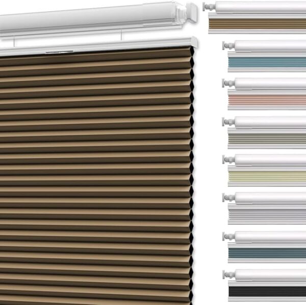 67in W Light Brown Blackout Shades Cellular Blinds for Indoor Windows with Top Down Room