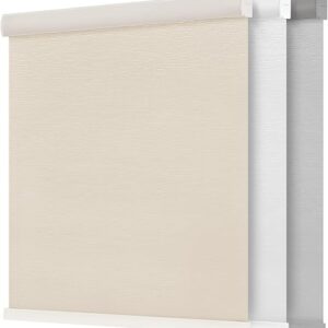 71in W Cream Light Filtering Jacquard Fabric Roller Shades Blinds for Indoor Windows