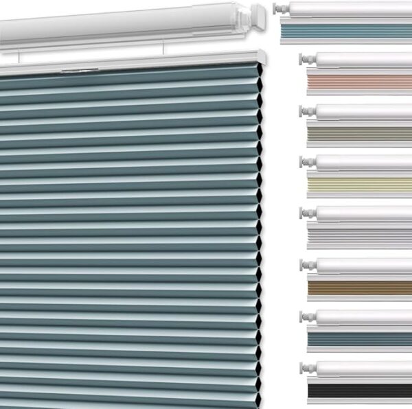 67in W Blue Blackout Shades Cellular Blinds for Indoor Windows with Top Down Room