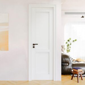 24"x80" CARB P2 Pre-Built Solid Core & Pre-Finished & Paintable Wood Doors, Interior Door for Bedroom, 2-Panel Swing Shaker w/o Frame, White Pantry Door, French Doors