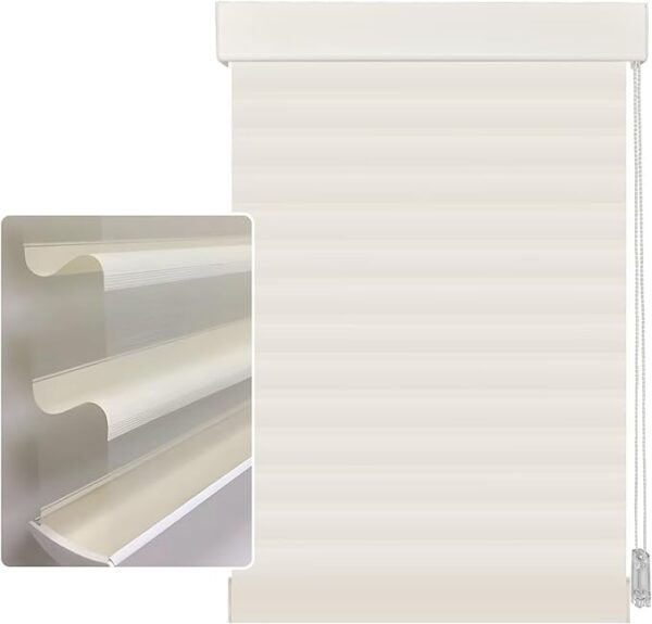 59in H Beige Light Filtering Dual Layer Blinds Shades for Windows
