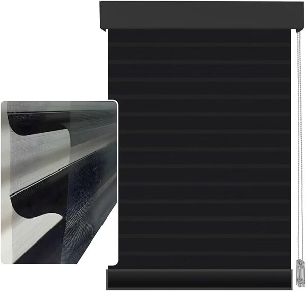 59in H Black Light Filtering Dual Layer Blinds Shades for Windows